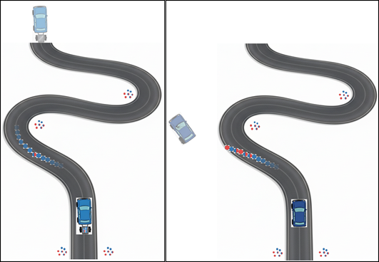 If a self-replicator is like a car, then selective binding keeps the car on the road even if the road winds. Without it, as soon as the car turns, it can’t change back and goes off-road. By Omer Markovitch.